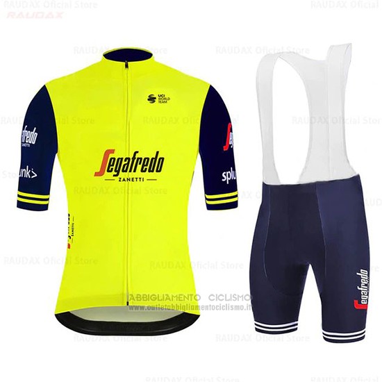 2020 Abbigliamento Ciclismo Segafredo Zanetti Giallo Azul Manica Corta e Salopette